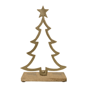 Starlight X-Mas Tree on Wood Base Small 22x7.5x33cm Gold