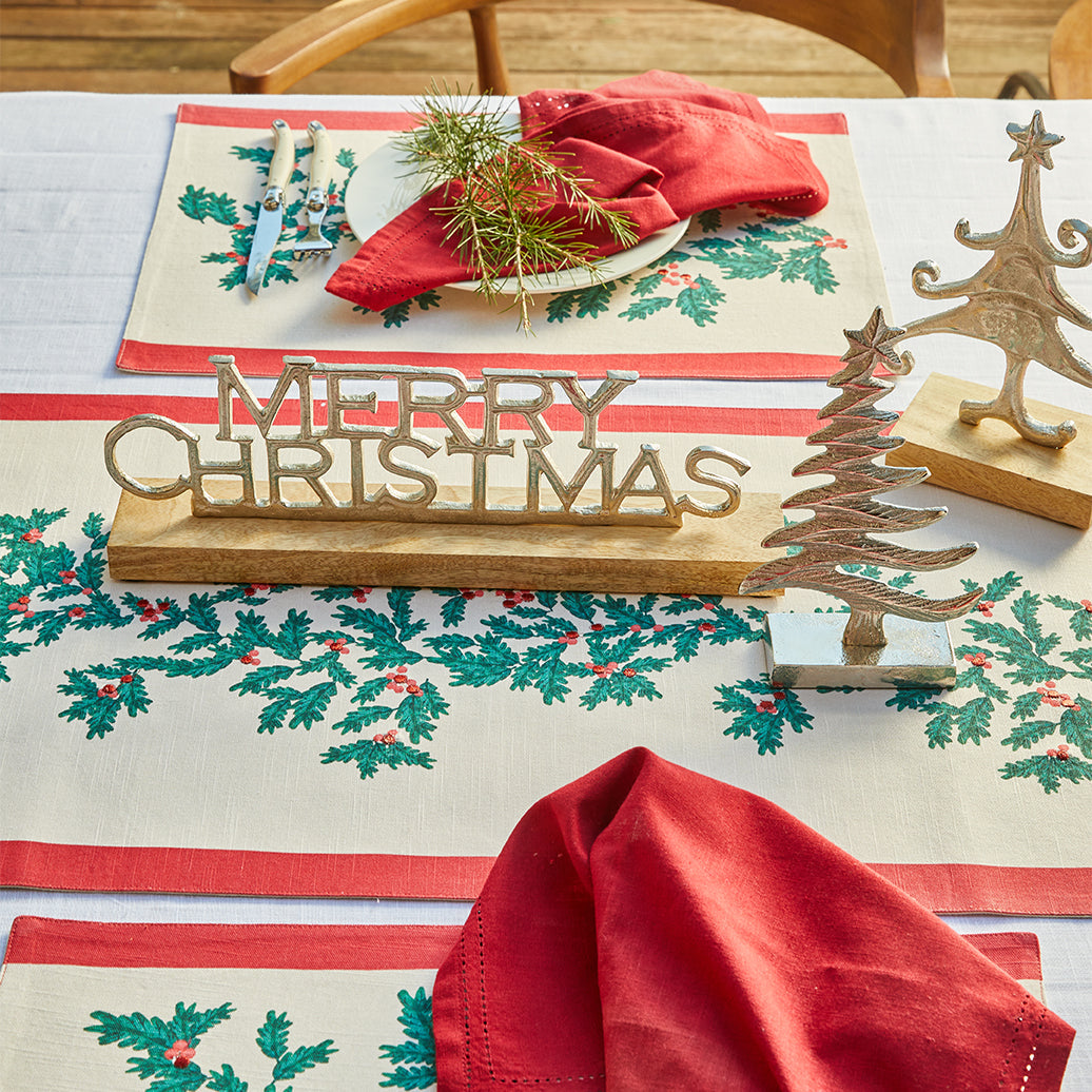 Christmas Foliage Placemat Set of 4 33x48x0.2cm Green Multi
