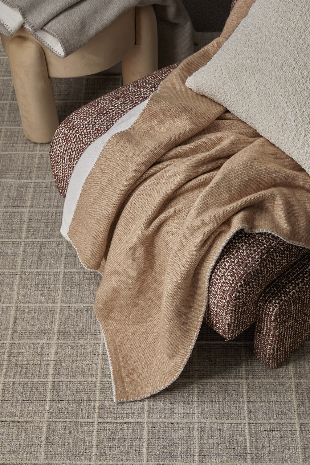 Atelier Blanket Throw 130x180cm Brown & White