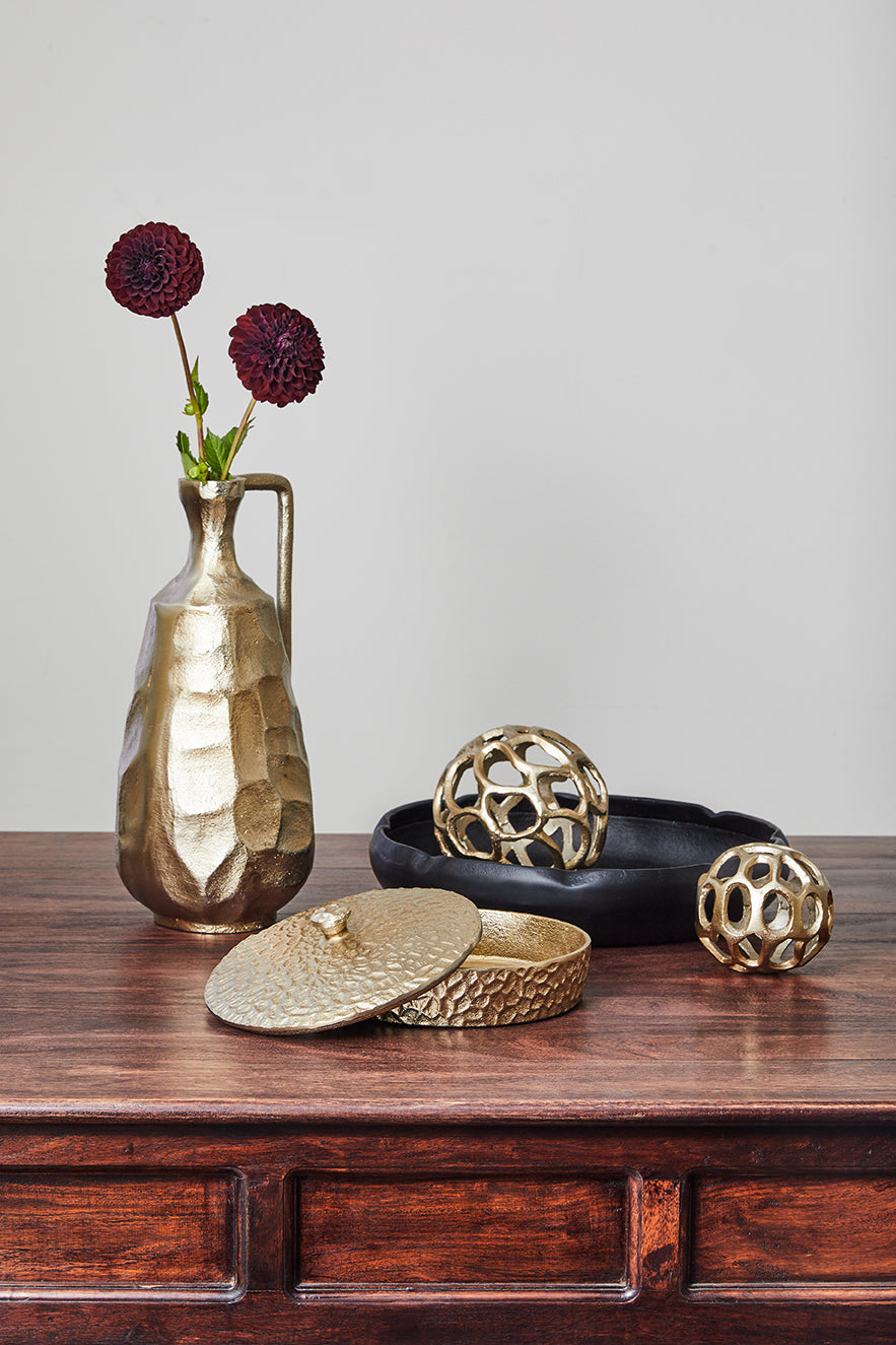 Bernice Hammered Vase Small 11.5x11.5x25cm Gold