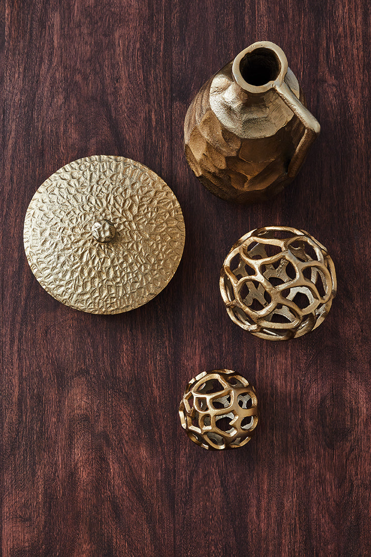 Bernice Hammered Vase Small 11.5x11.5x25cm Gold
