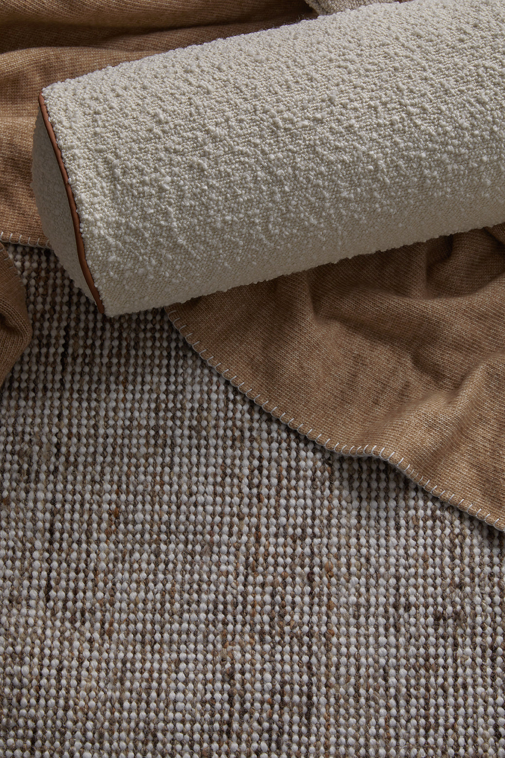 Brooklyn Bolster Boucle Cushion 18x60cm White