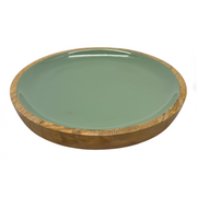 Corinne Round Serving Tray Small 26x26x2cm Green & Natural