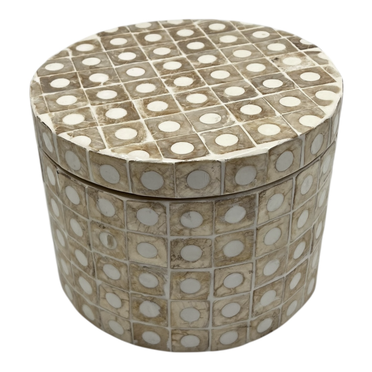 Elodie Pearl Small Circular Box 14x14x12cm Natural