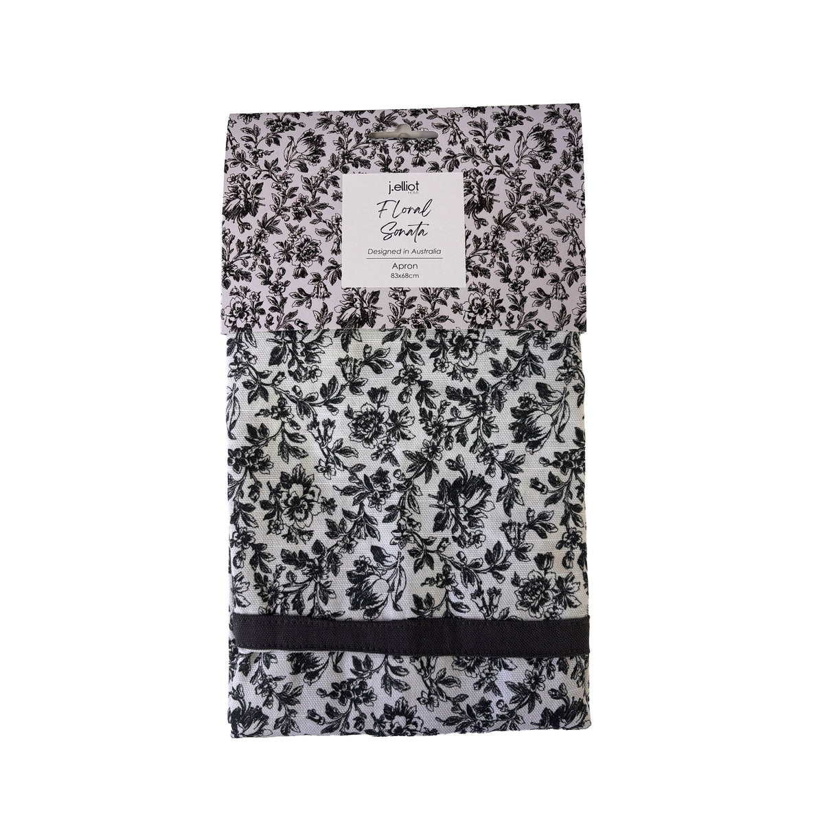 Floral Sonata Apron 83x68cm Charcoal