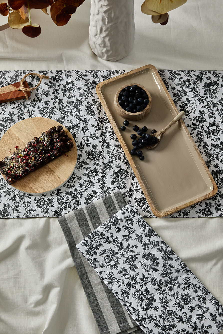 Floral Sonata Reversible Placemats Set of 4 33x48cm Charcoal