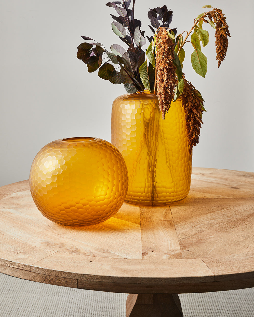 Victoria Round Glass Vase 34x29.5cm Amber