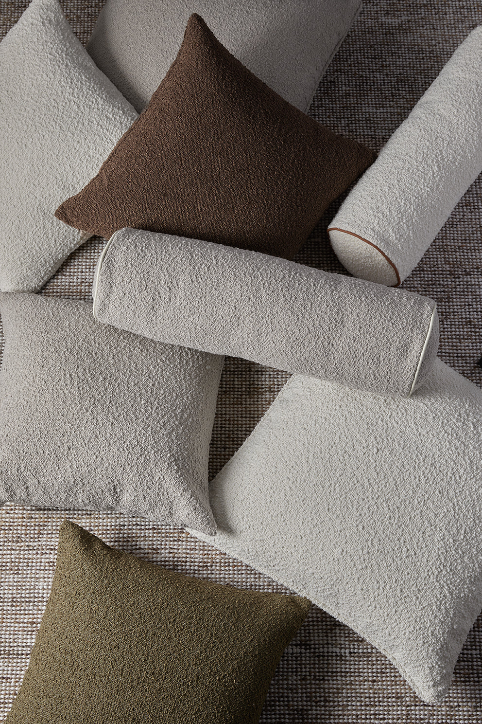 Brooklyn Feather Filled Boucle Cushion 50x50cm Khaki