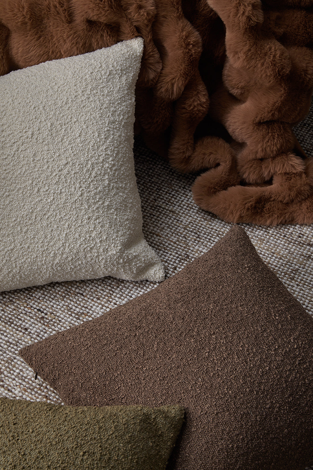 Brooklyn Feather Filled Boucle Cushion 50x50cm Chocolate