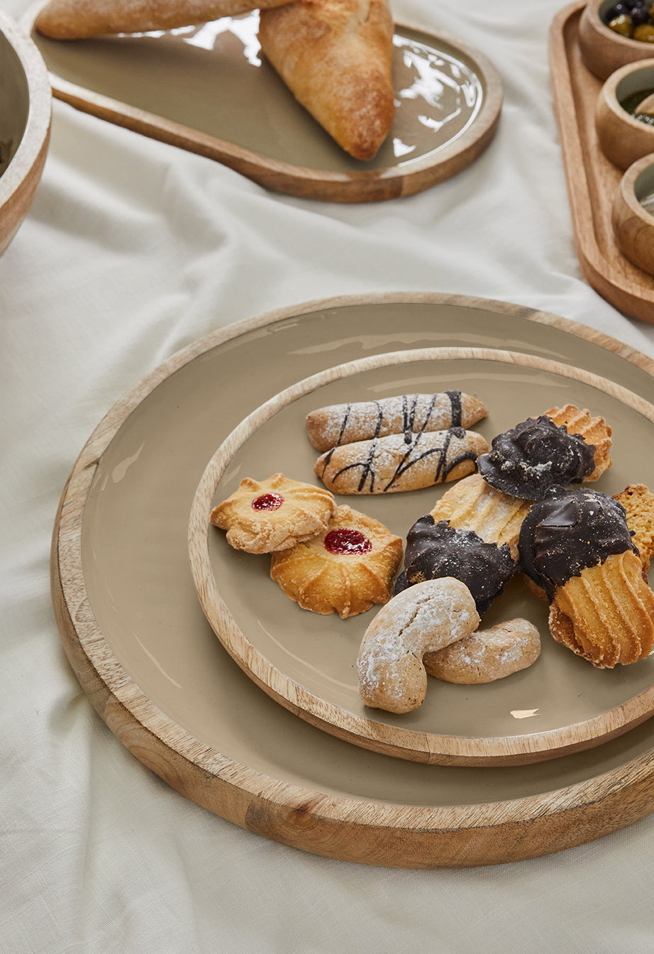 Corinne Round Serving Tray Small 26x26x2cm Light Taupe