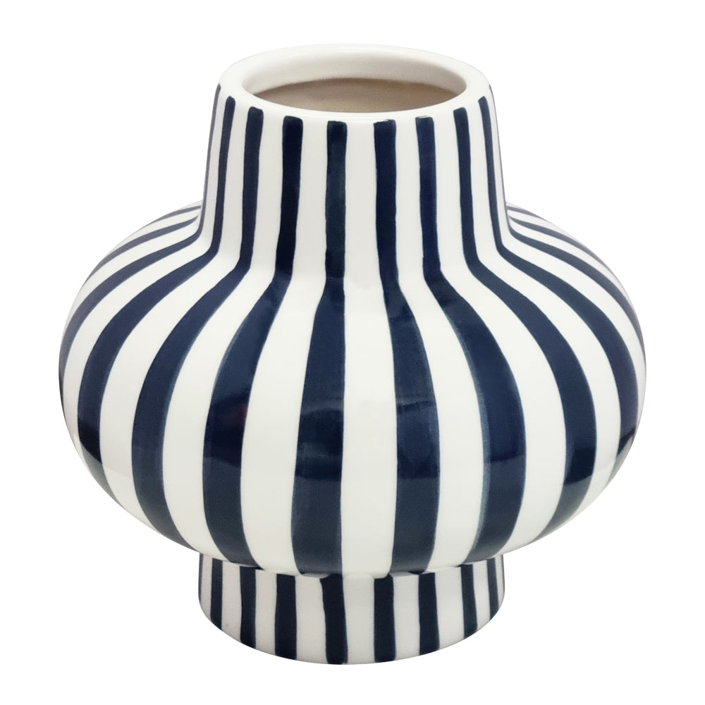 Jaimie Stripe Vase 16.5x16.5x16cm Navy