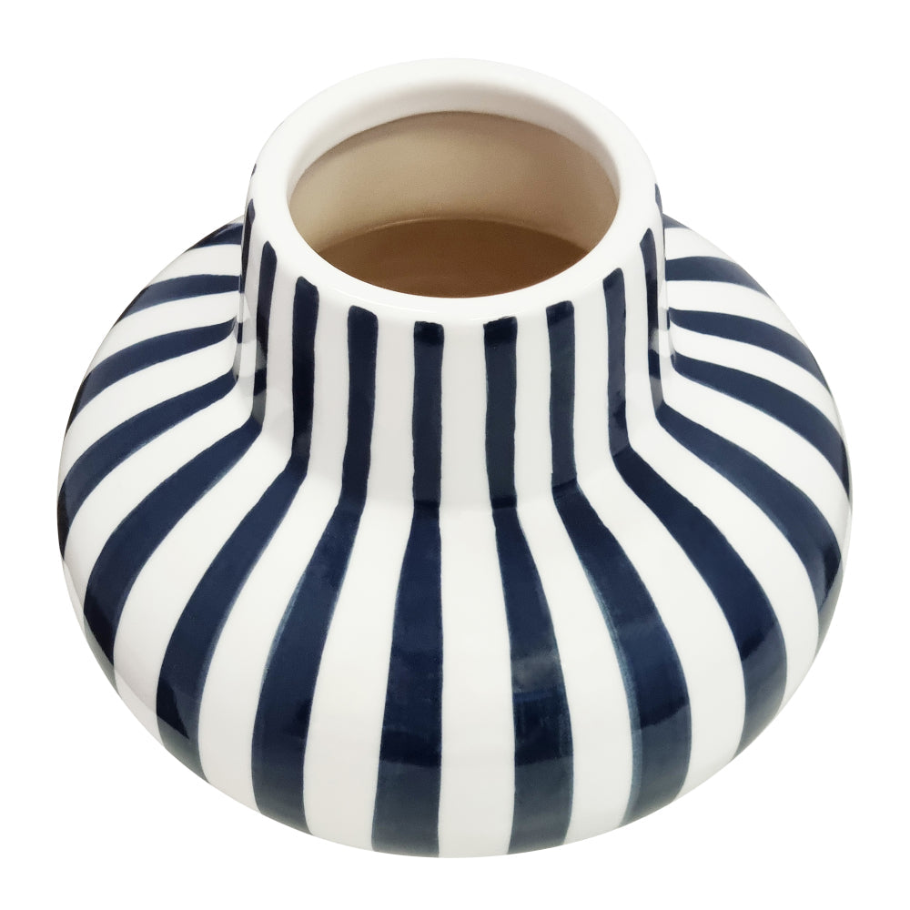 Jaimie Stripe Vase 16.5x16.5x16cm Navy