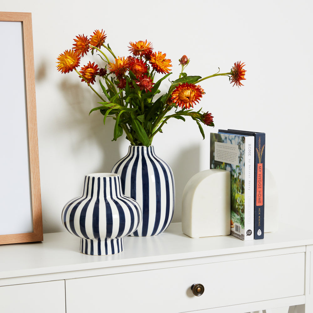 Jaimie Stripe Vase 16.5x16.5x16cm Navy