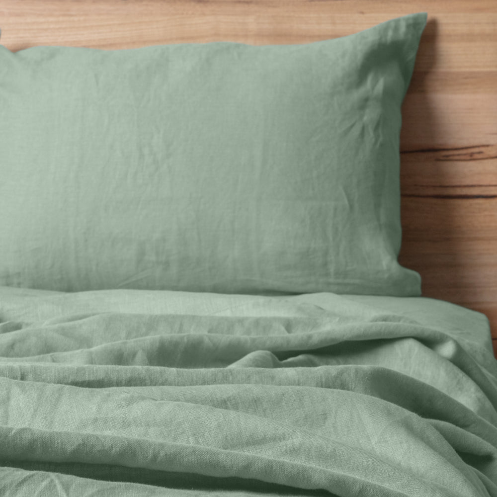 Linen Collection Queen Duvet Set Mint