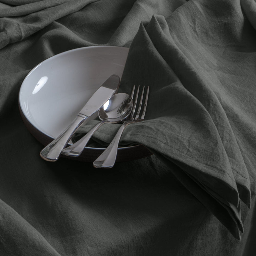 Linen Collection Tablecloth 150x270cm Charcoal
