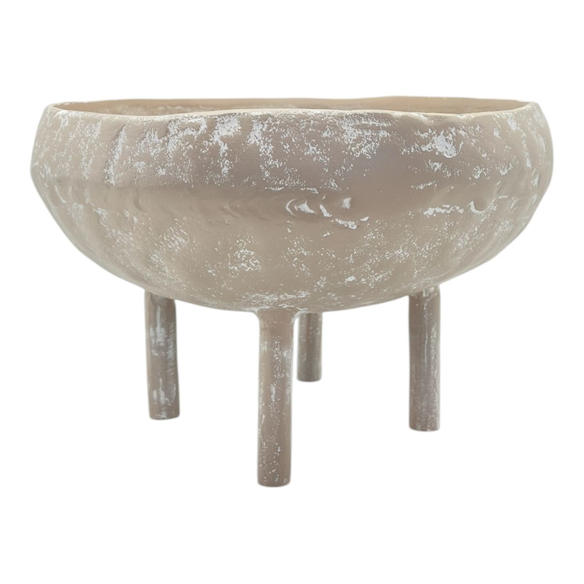 Mara Round Bowl with Legs 26x26x17cm Whitewash