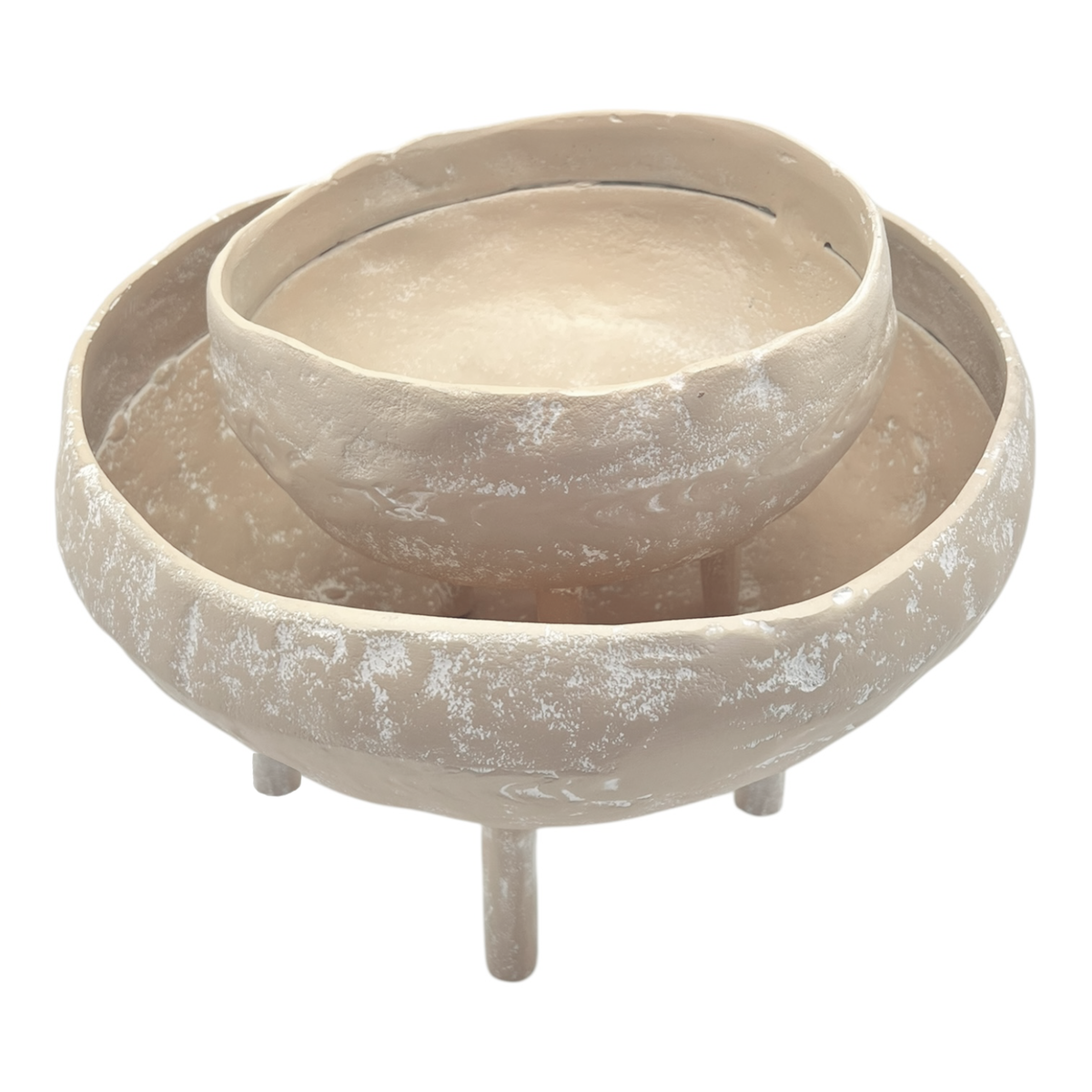 Mara Round Bowl with Legs 26x26x17cm Whitewash