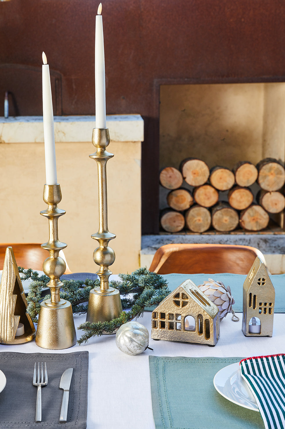 Noel Candle Stand Large 9x9x45cm Gold