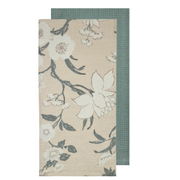 Nordhem 2 Pack Tea Towels 50x70x0.2cm Warm Beige Floral Multi