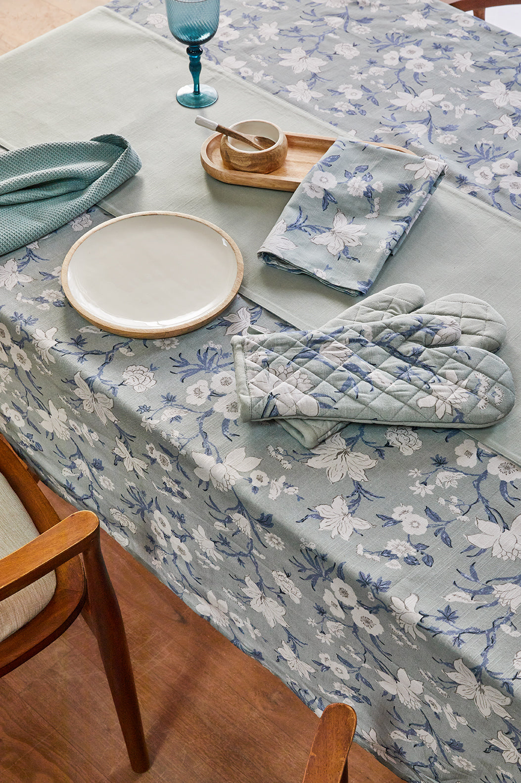 Nordhem 2 Pack Tea Towels 50x70x0.2cm Blue Grey Floral Multi
