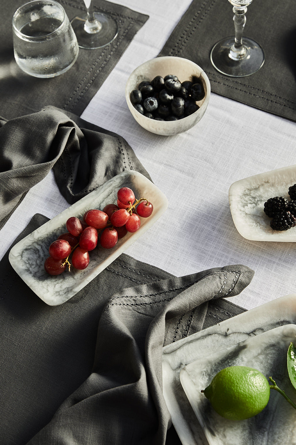 Orion Set of 2 Rectangular Trays 23x12.5x3.5cm Grey Stone Matt