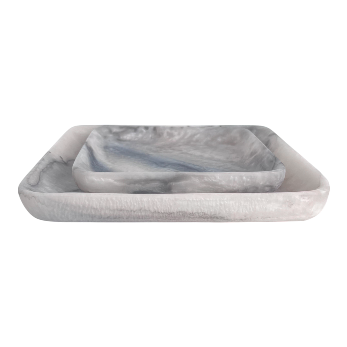 Orion Set of 2 Square Trays 20x20x2.5cm Grey Stone Matt