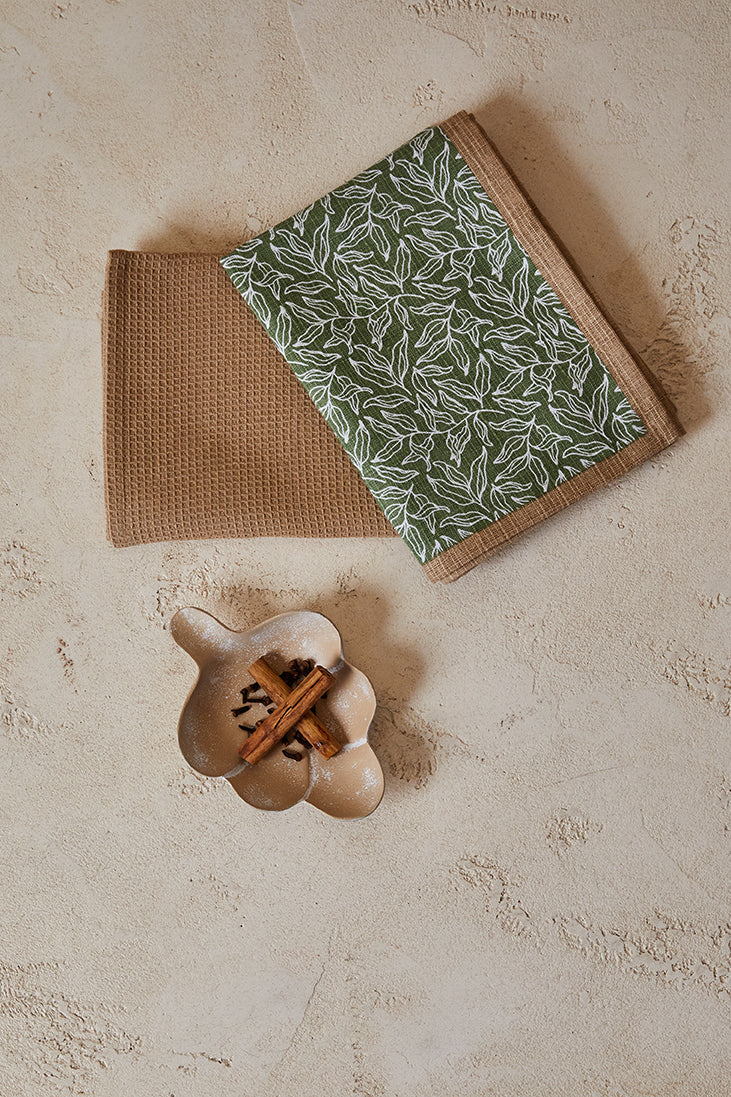 Serenity 2pk Tea Towel 50x70x2cm Green