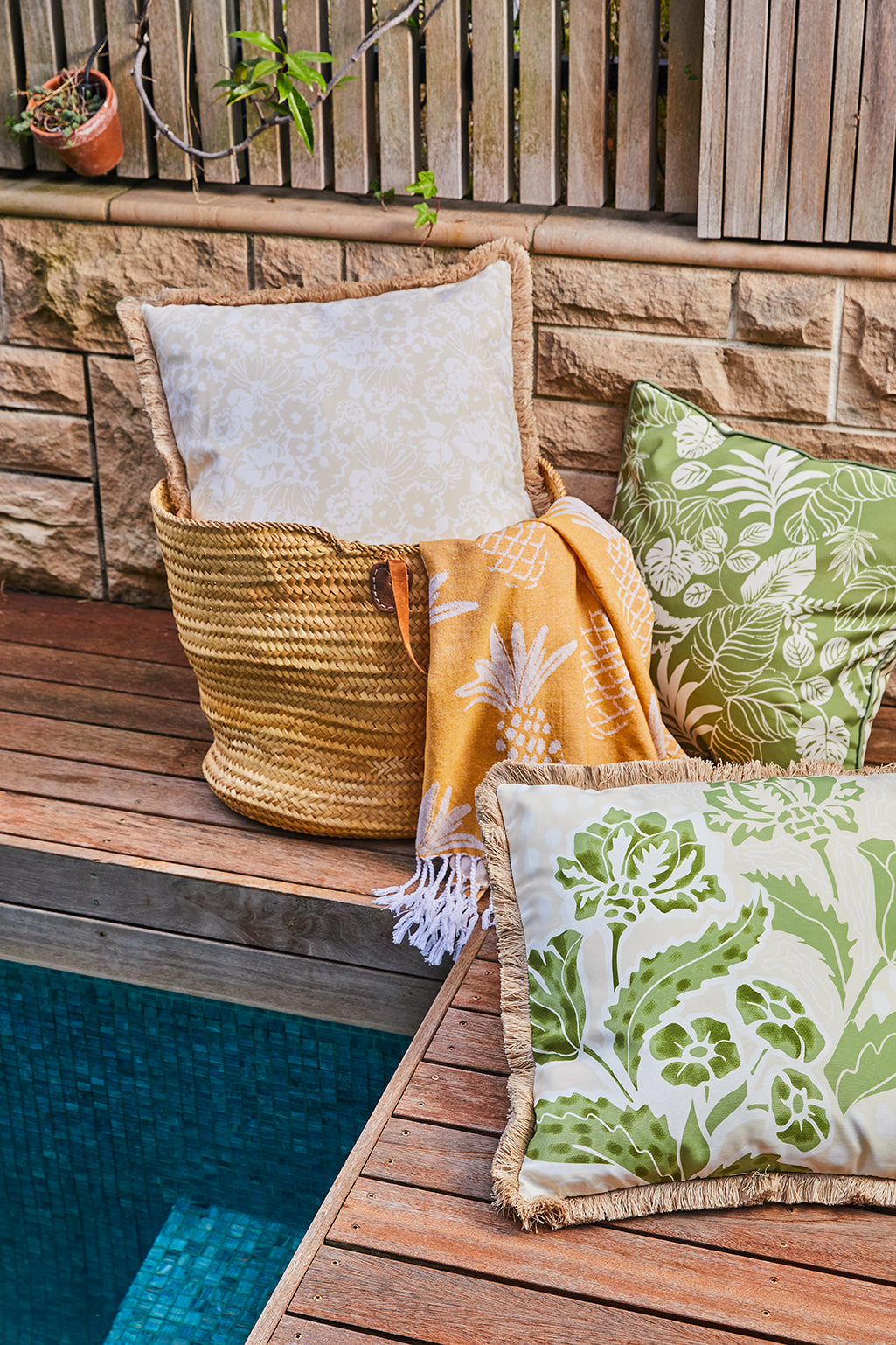 Tiana Outdoor Cushion 50x50x12cm Olive Multi